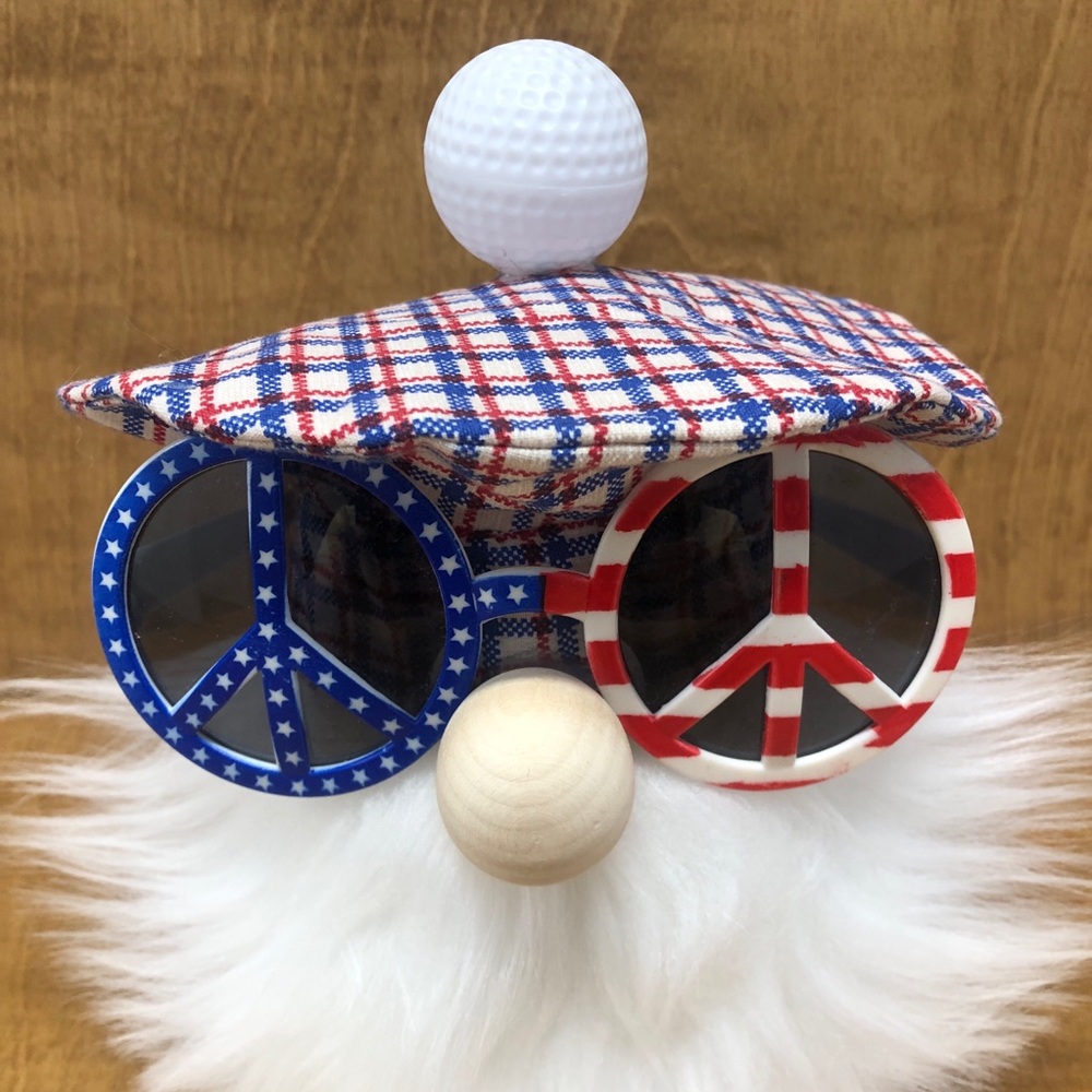 Golf Scottish Gnome Red White Blue Plaid Sunglasses Tam Ball Sport July 4th Gift